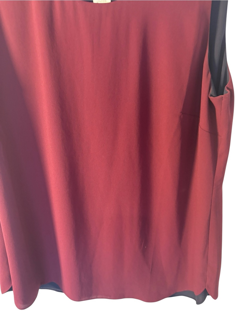 Chico's Sleeveless Scoop-Neck Tank Top in Wine Red - Picture 3 of 6